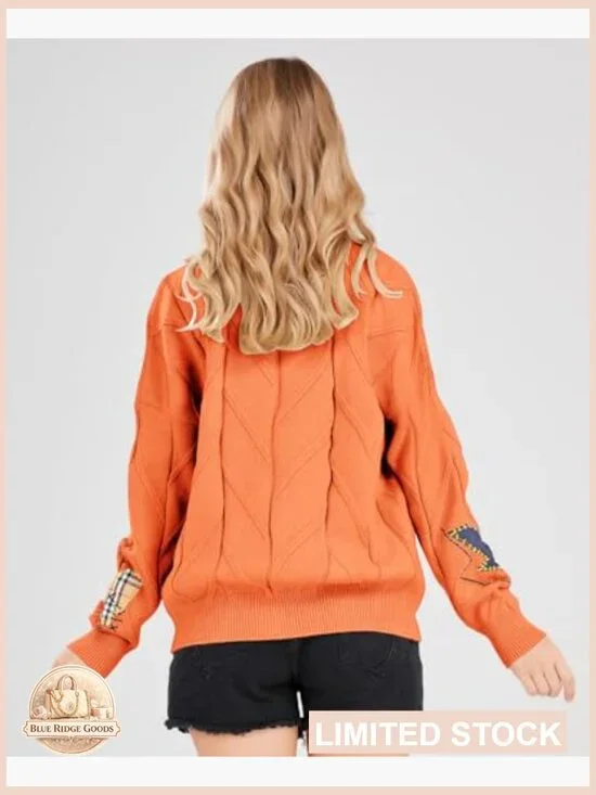 Chunky Knit Cardigan V-Neck Open Front Embroidery Loose Fit Y2K Chic - Picture 3 of 7